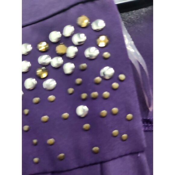 ALYX Womens Blouse Top Size 1X Purple Embellished 3/4 Sleeve Wrap Glam Timeless - Picture 4 of 10